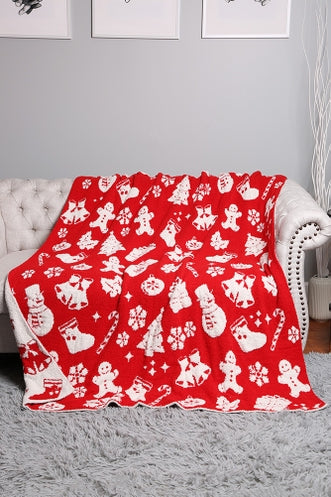 X-Mas Holiday Reversible Christmas Throw Blanket