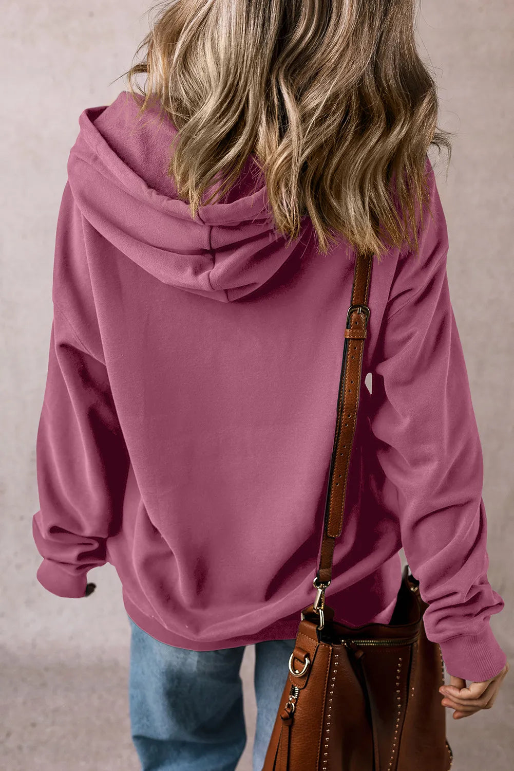 Drawstring Dropped Shoulder Long Sleeve Hoodie