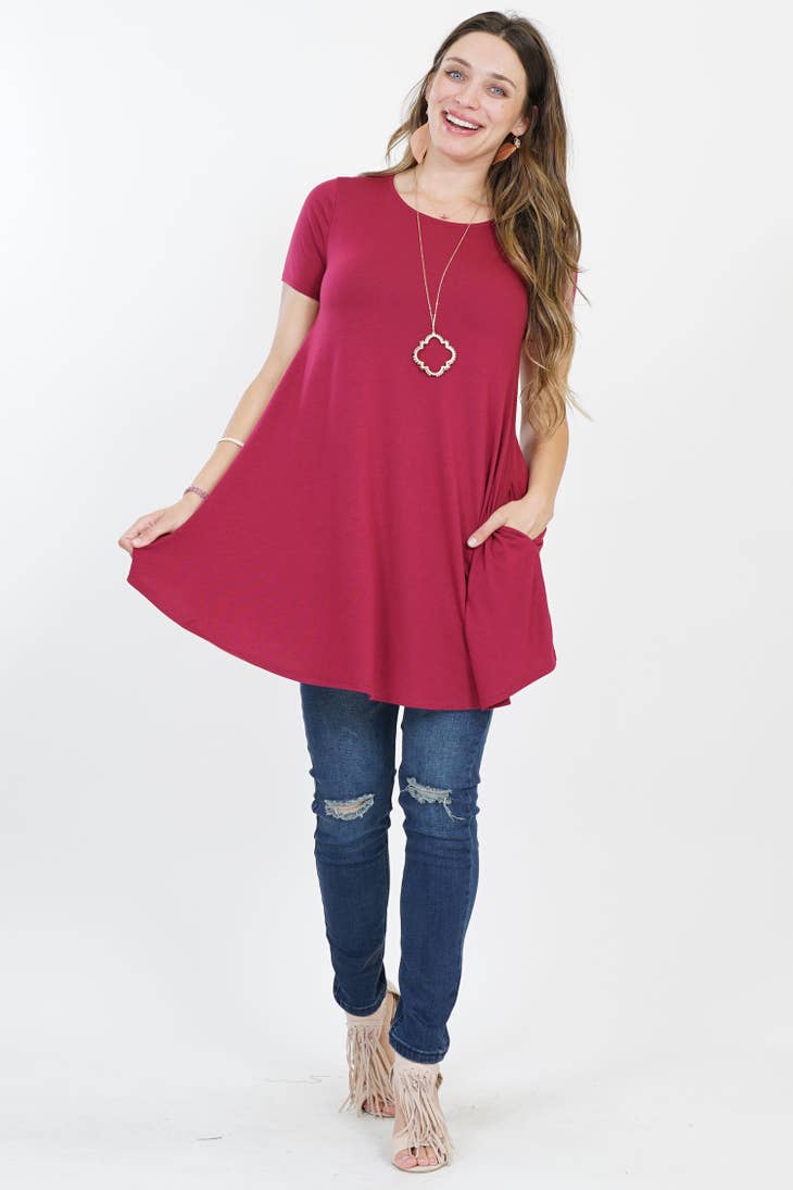 PLUS SIZE side-pocket swing tunic