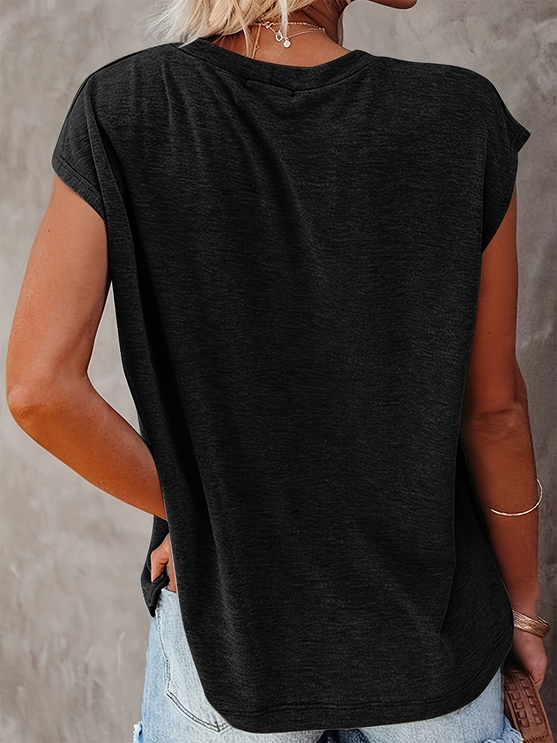 Full Size Round Neck Cap Sleeve T-Shirt