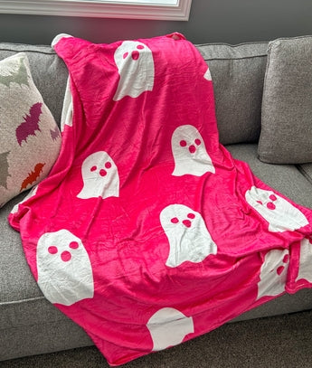 Ghosts Double Sided Soft Pink Ghost Blanket 60" By 80"