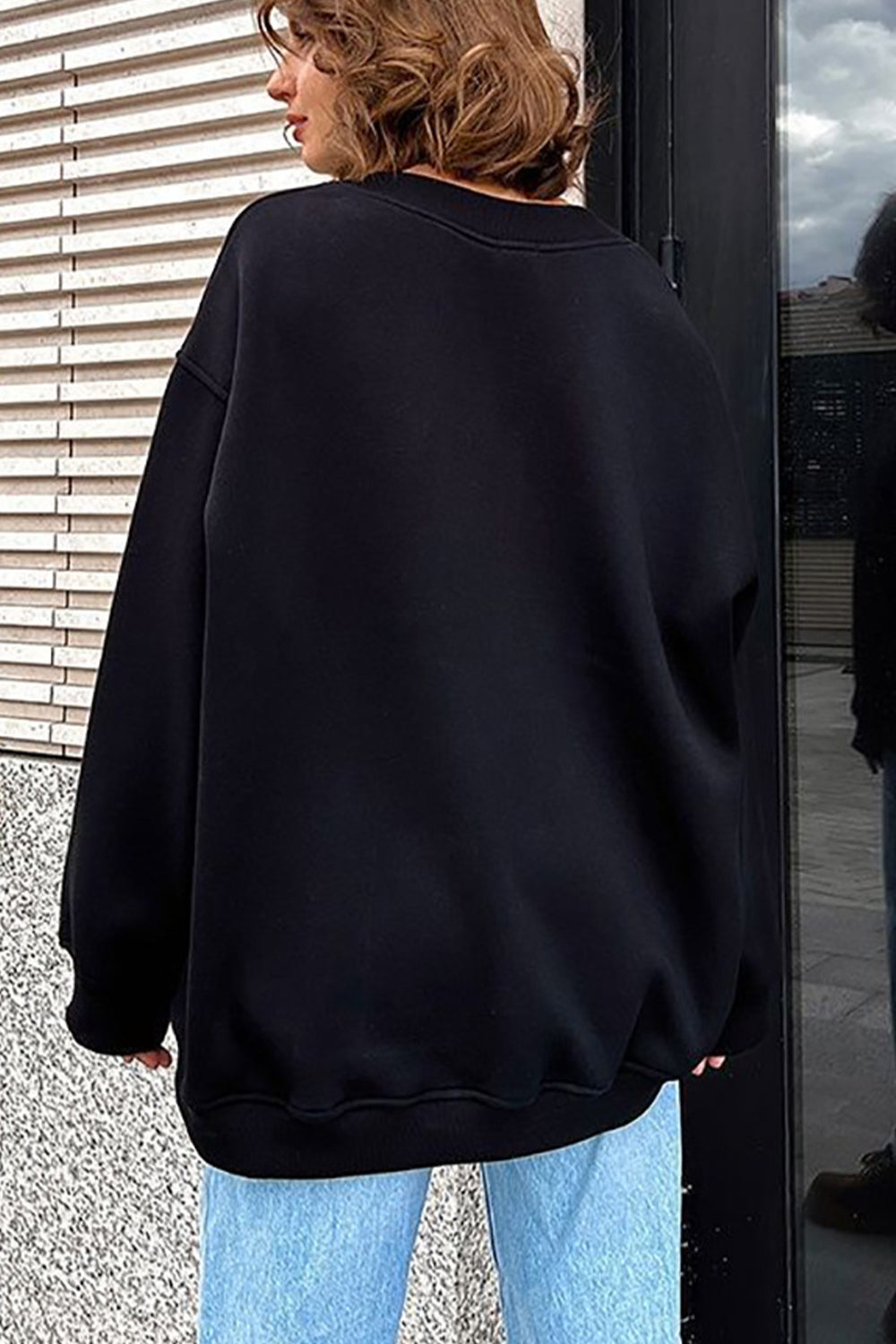 Oversize Round Neck Dropped Shoulder Sweatshirt