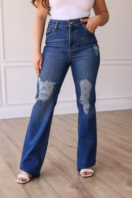 The Chloe Midrise Medium Wash Straight Leg Jean