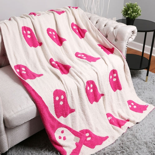 Ghosts Double Sided Soft Pink Ghost Blanket 60" By 80"