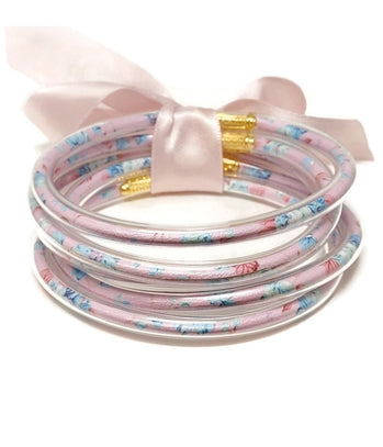 FAUX LEATHER IN MULTI JELLY TUBE BRACELET SET - Pink