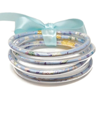 FAUX LEATHER IN MULTI JELLY TUBE BRACELET SET - Blue