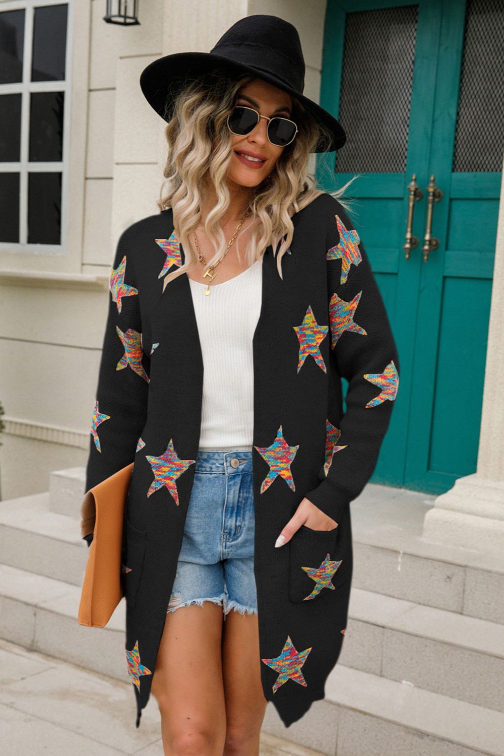 Angel Wings Star Open Front Long Sleeve Cardigan