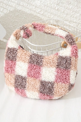 Checker Pattern Teddy Mini Bag