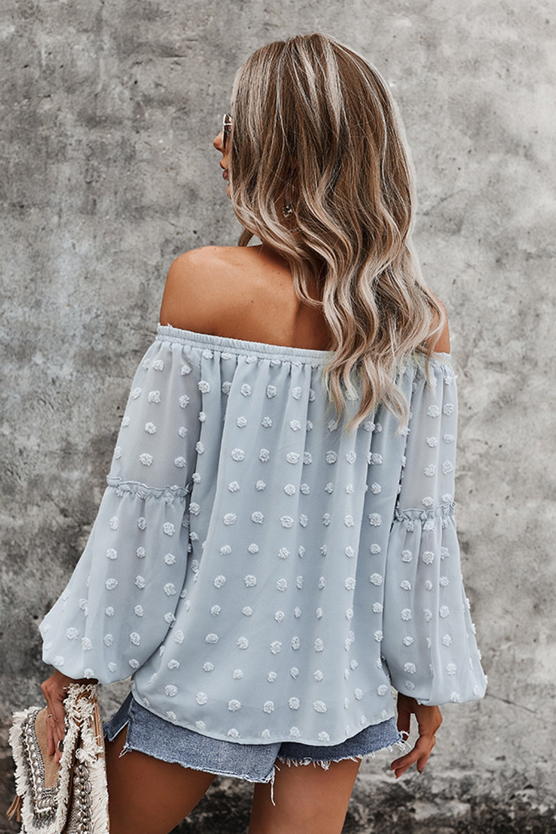 Off Shoulder Solid Long Sleeve Top