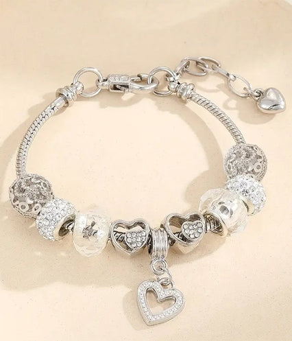 Euro Style Multi Charm Bracelet - Heart