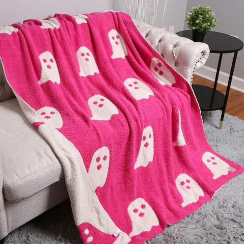 Ghosts Double Sided Soft Pink Ghost Blanket 60" By 80"