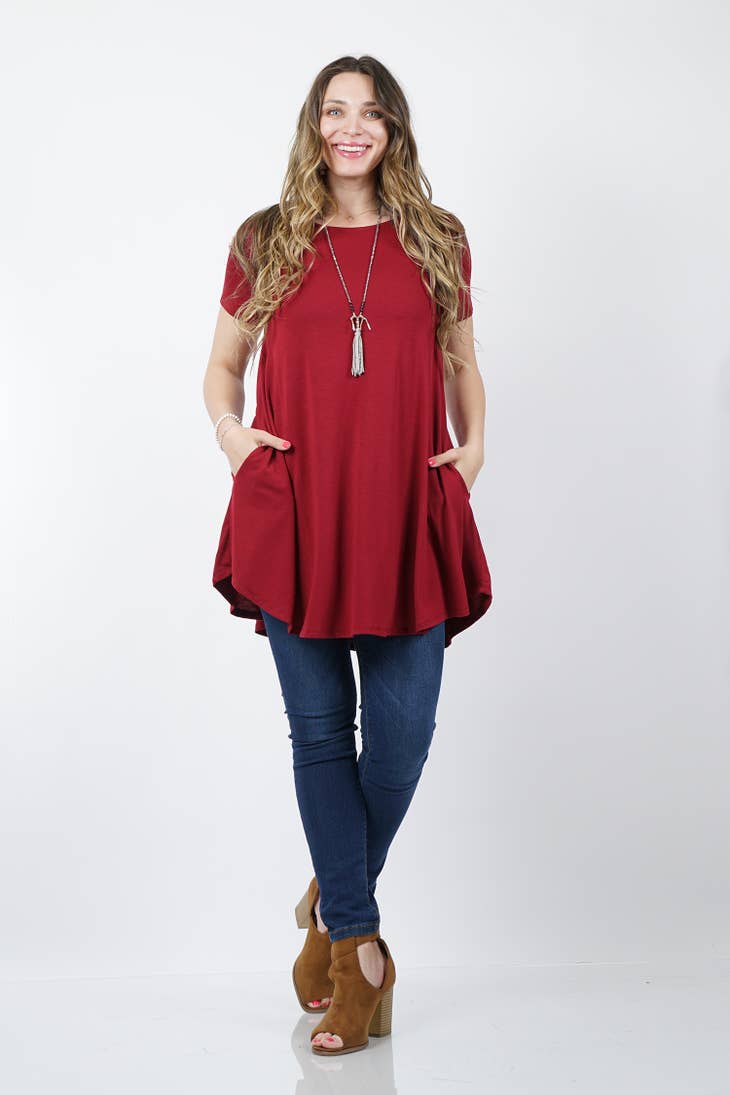 PLUS SIZE side-pocket swing tunic