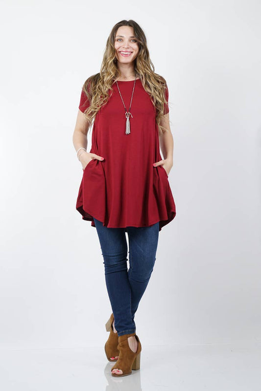 PLUS SIZE side-pocket swing tunic