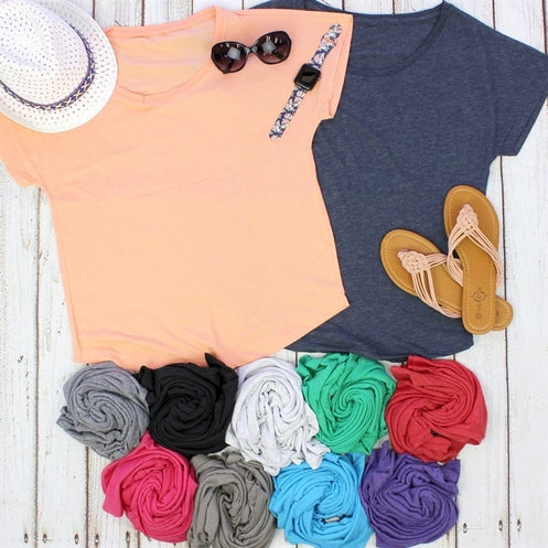 Colorful Short Sleeved Dolman Tops