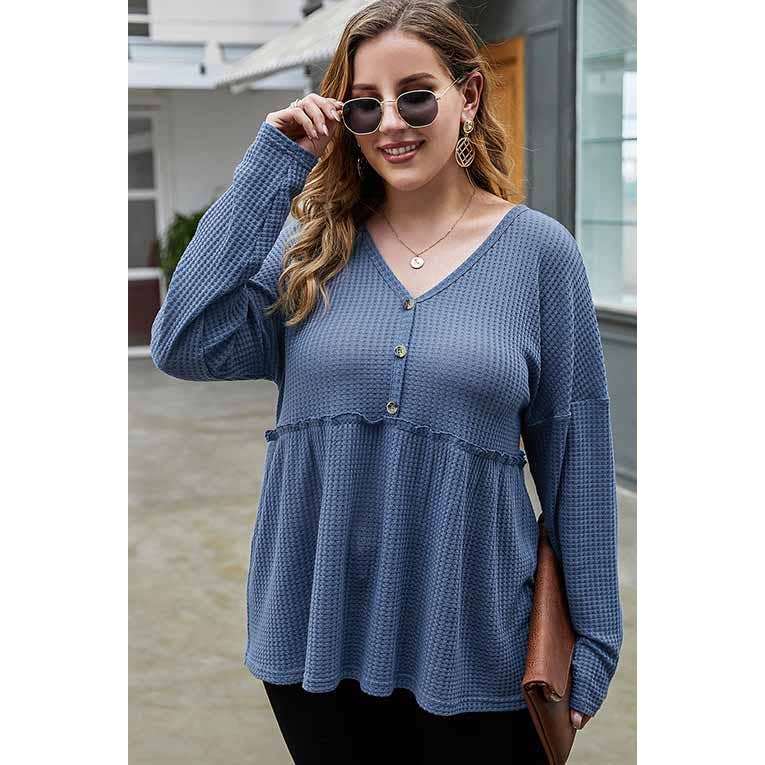 Textured Tiered Babydoll Plus Size Top