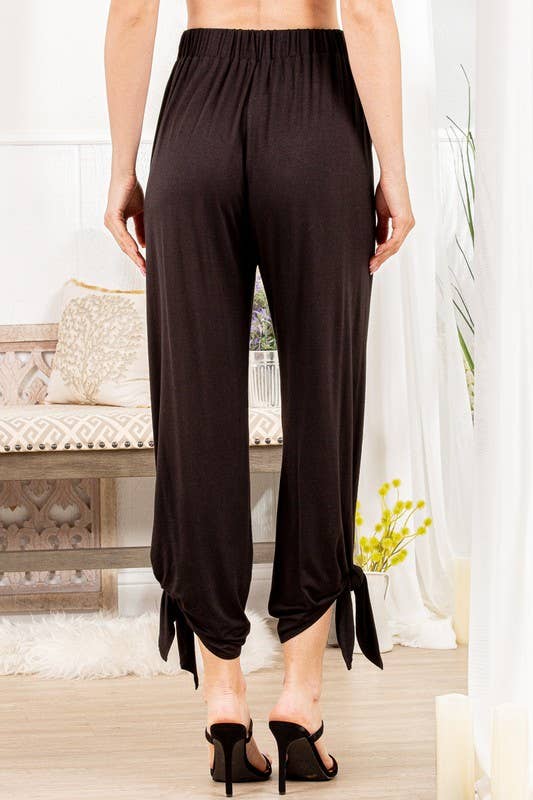 Solid Cropped Pants With Side Split