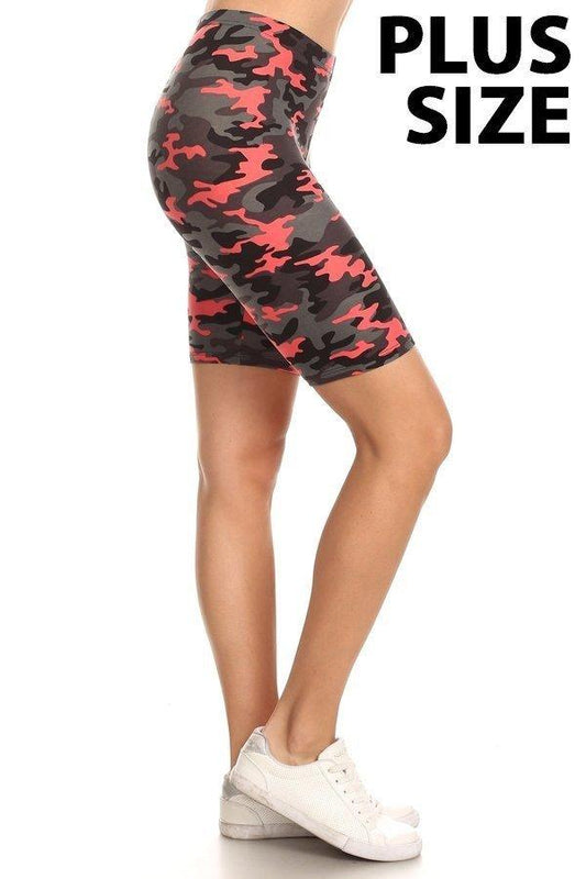 Plus Size Pink Camo Bike Shorts