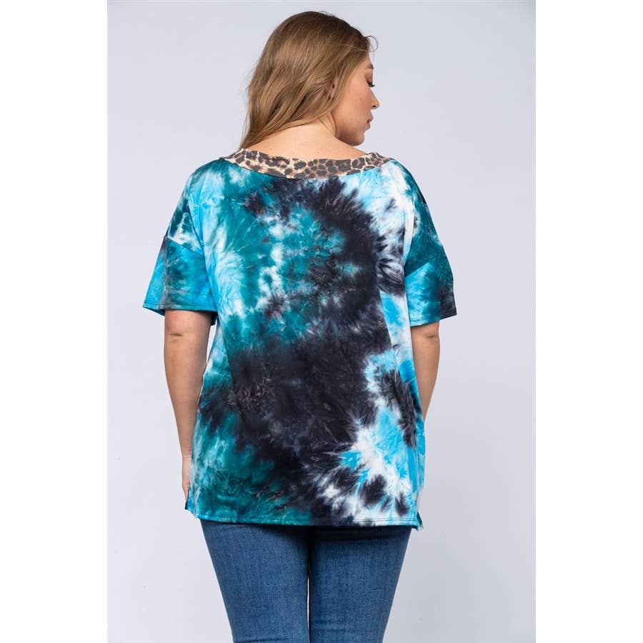 TIE DYE ANIMAL PRINT KNIT TOP