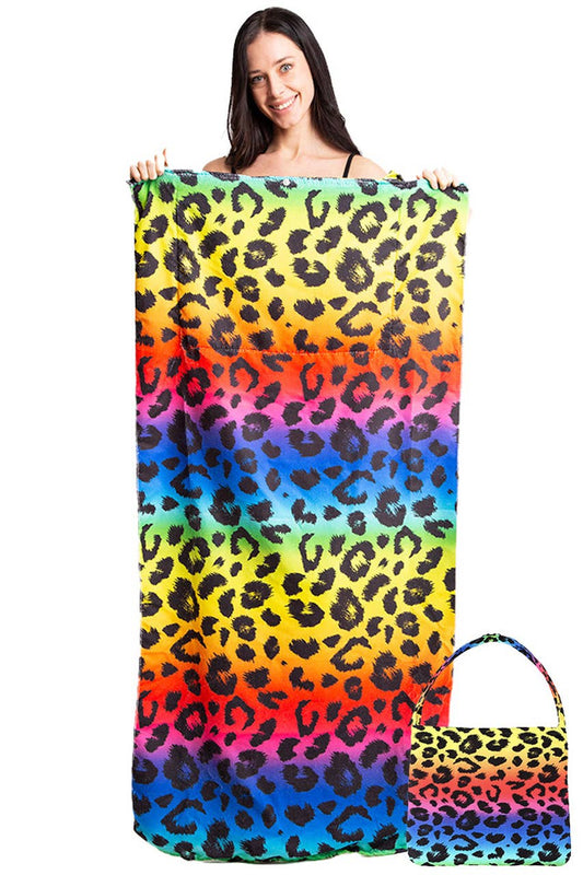 Leopard Print Beach Towel Bag