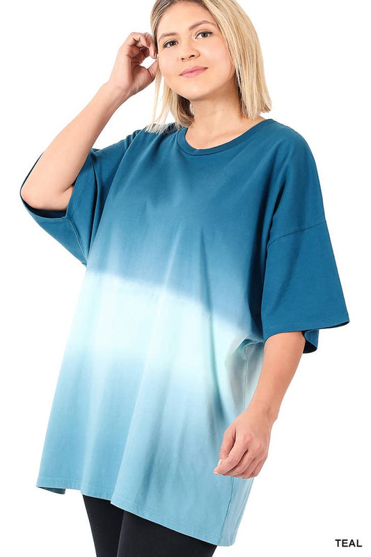 Dip dye oversized cotton tee - Teal