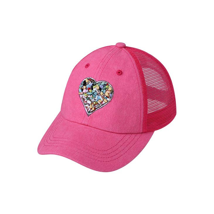 C.C Heart Stone Embellishment Baseball Cap