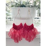 Boho Macrame Earrings "Red"