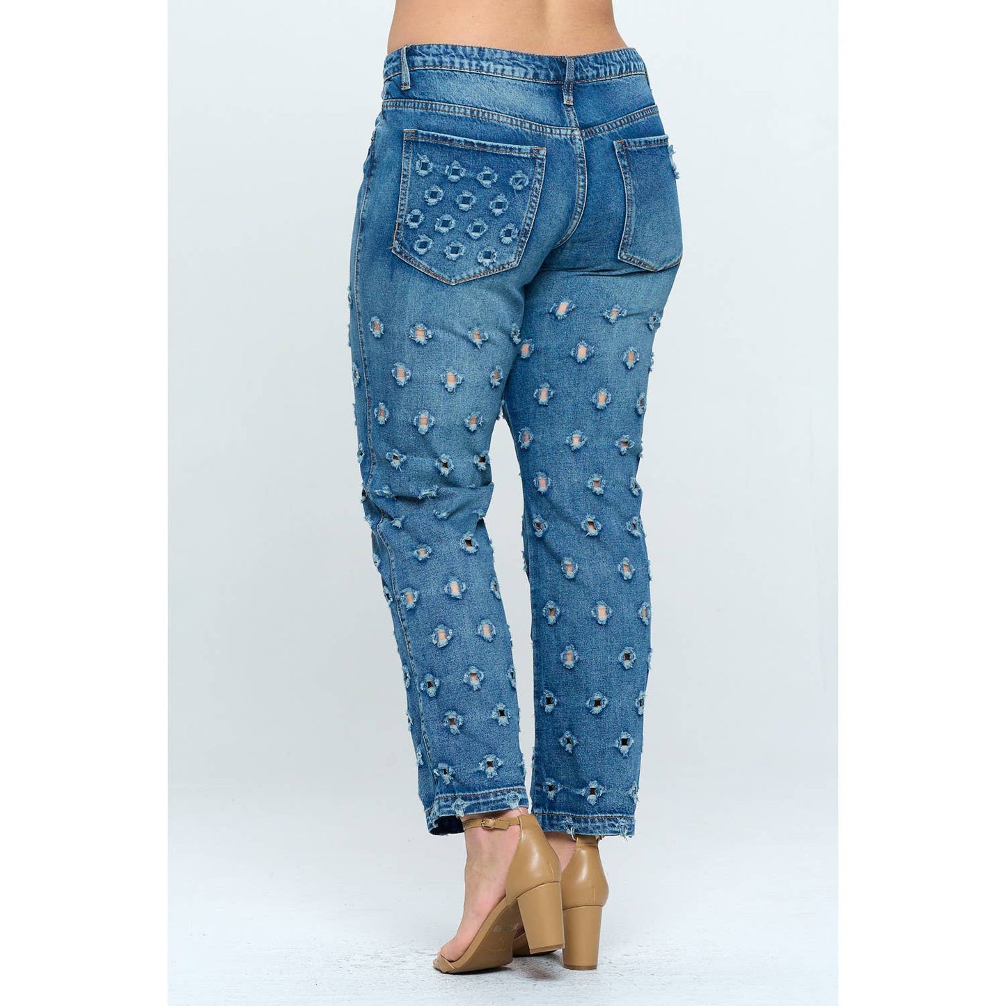 Plus Size Shockwave Straight Leg Jean with Holes