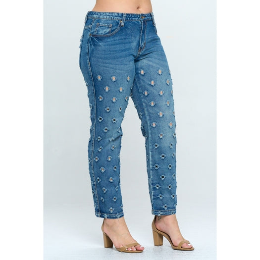 Plus Size Shockwave Straight Leg Jean with Holes