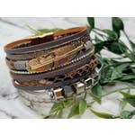 Magnetic Clasp Layered Stacked Bracelet Feather