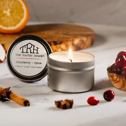 Cranberry + Spice | Silver Travel Tin Soy Candle | 4oz.