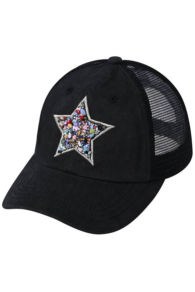 C.C Star Stone Embellishment Baseball Cap