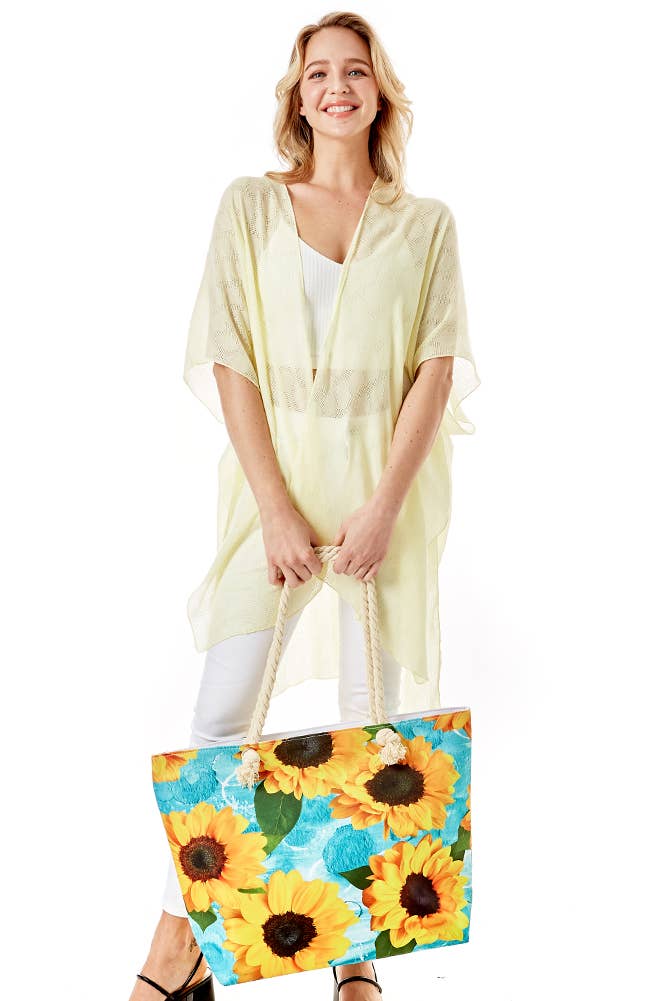 Sunflower Print Tote Bag