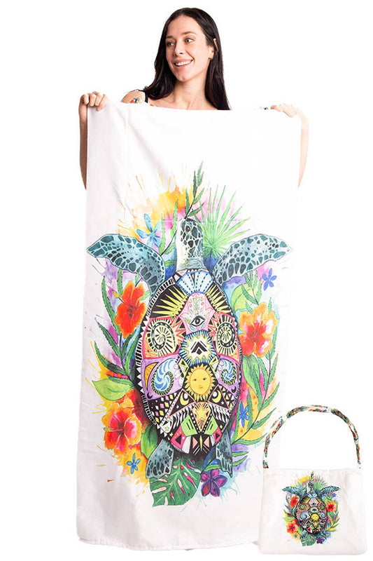 Turtle Print Beach Towel Bag