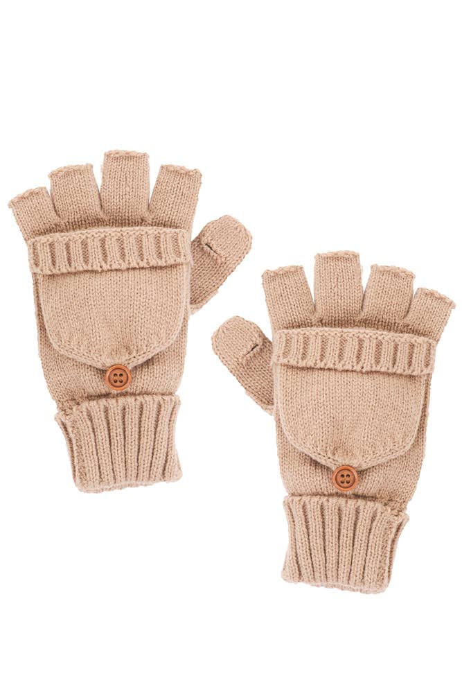 C.C Fingerless Knit Glove with Button Flip