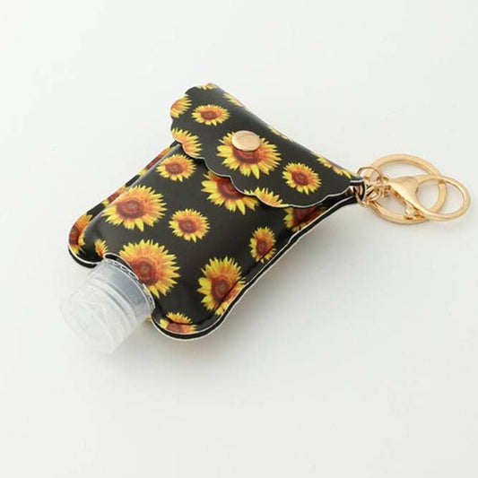 Mini Leather Sanitizer Holder Keychain