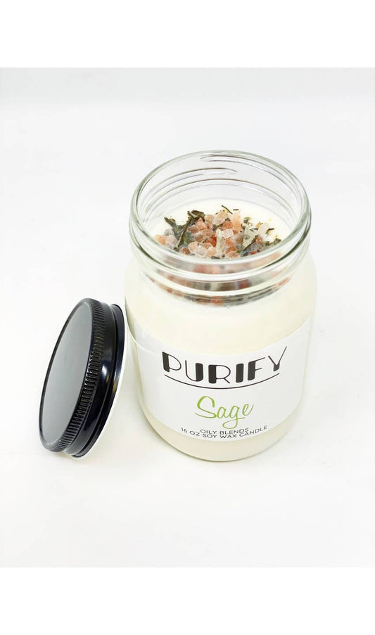 Jumbo Purify Candles with Herbs and Pink Salt