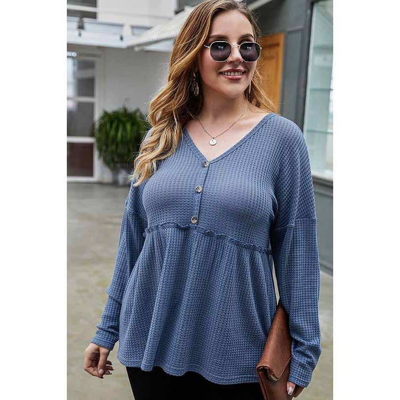 Textured Tiered Babydoll Plus Size Top