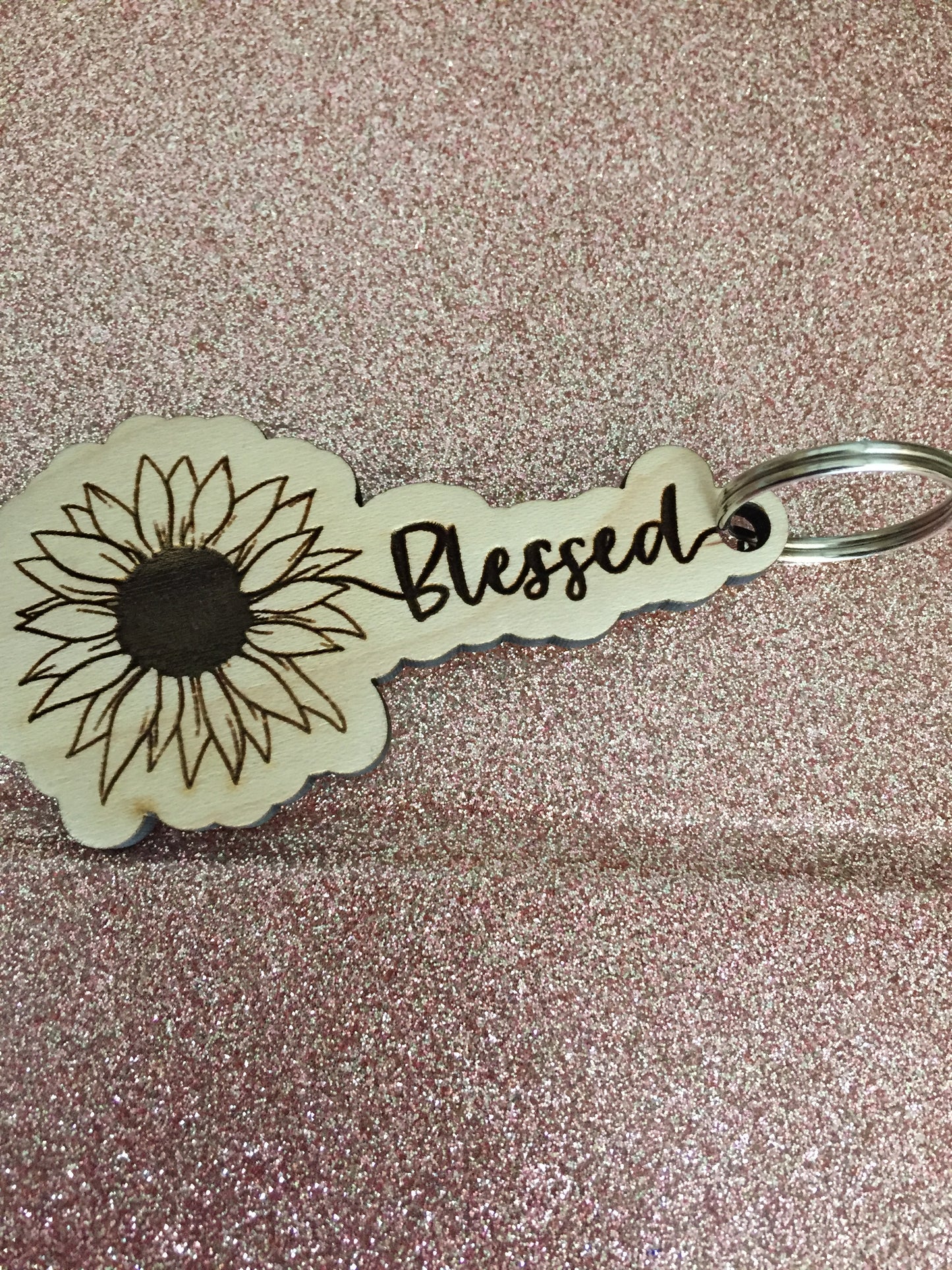 Sunflower Keychain Blessed, Mama, Faith