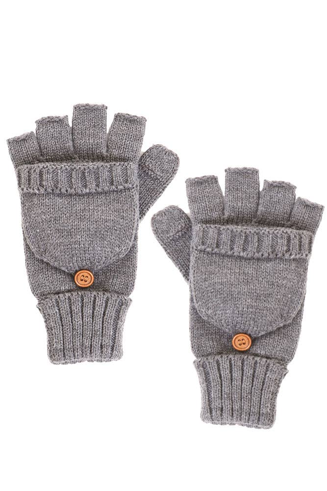 C.C Fingerless Knit Glove with Button Flip