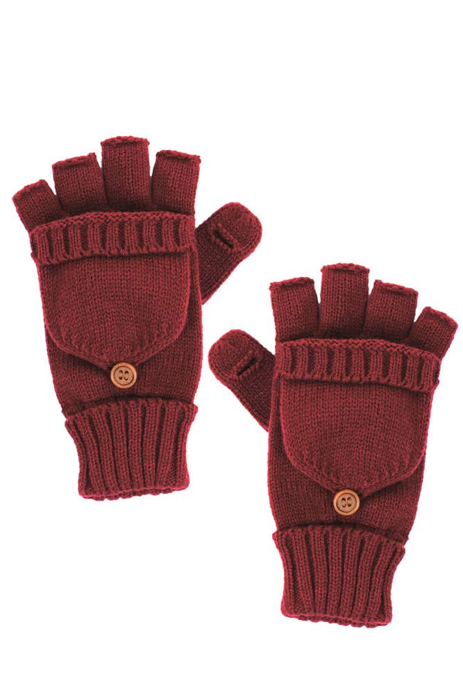 C.C Fingerless Knit Glove with Button Flip