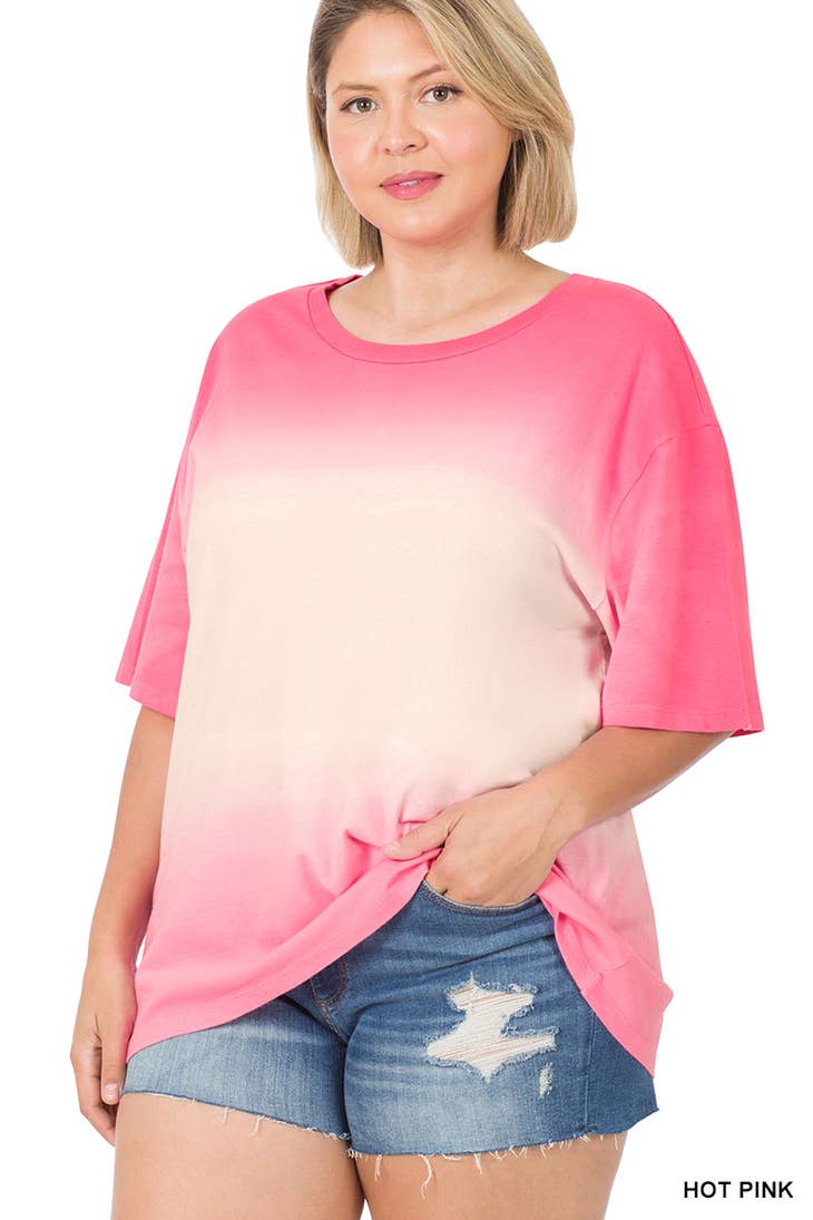 Dip dye oversized cotton tee - Hot Pink