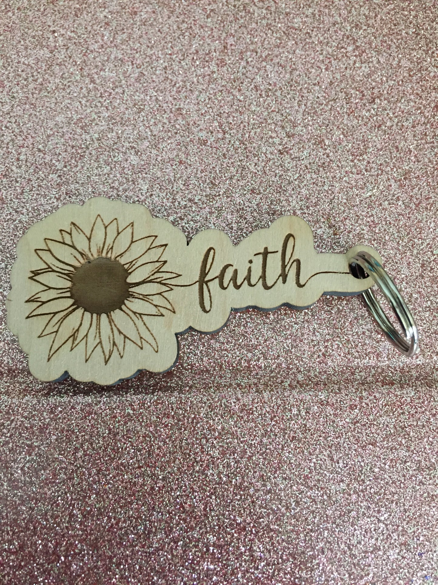 Sunflower Keychain Blessed, Mama, Faith