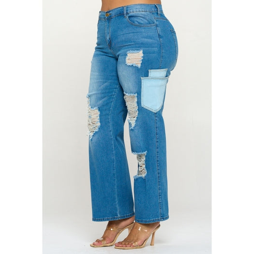 Plus Size Mid Rise Straight Leg Jean