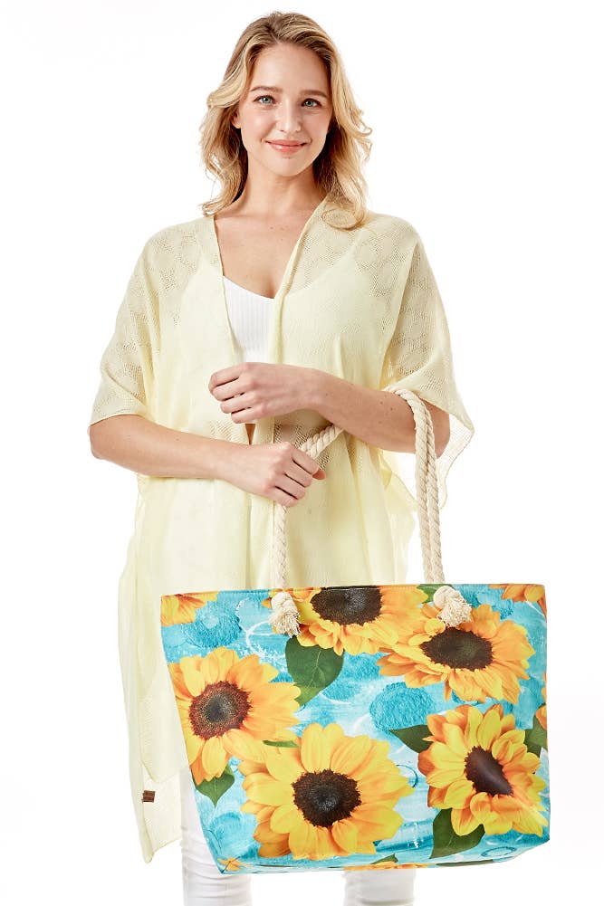 Sunflower Print Tote Bag