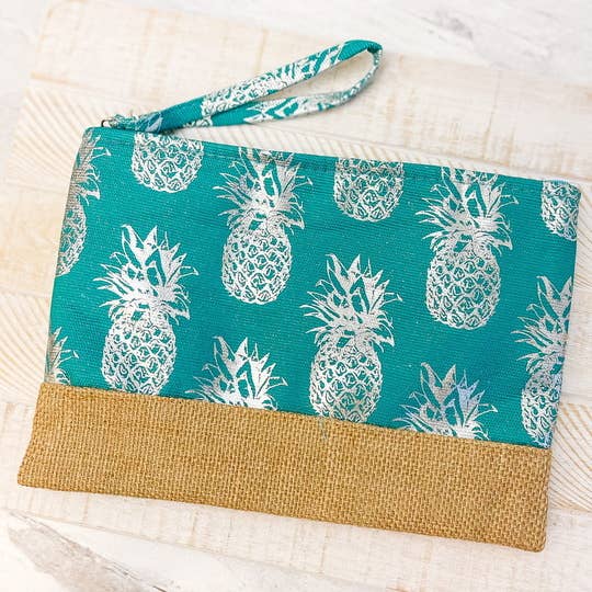 Metallic Pineapple Zip Pouch