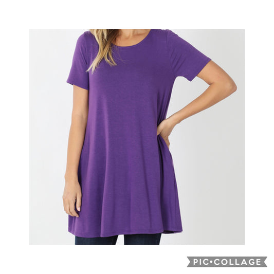 Flared Straight Hem Tunic with Pockets