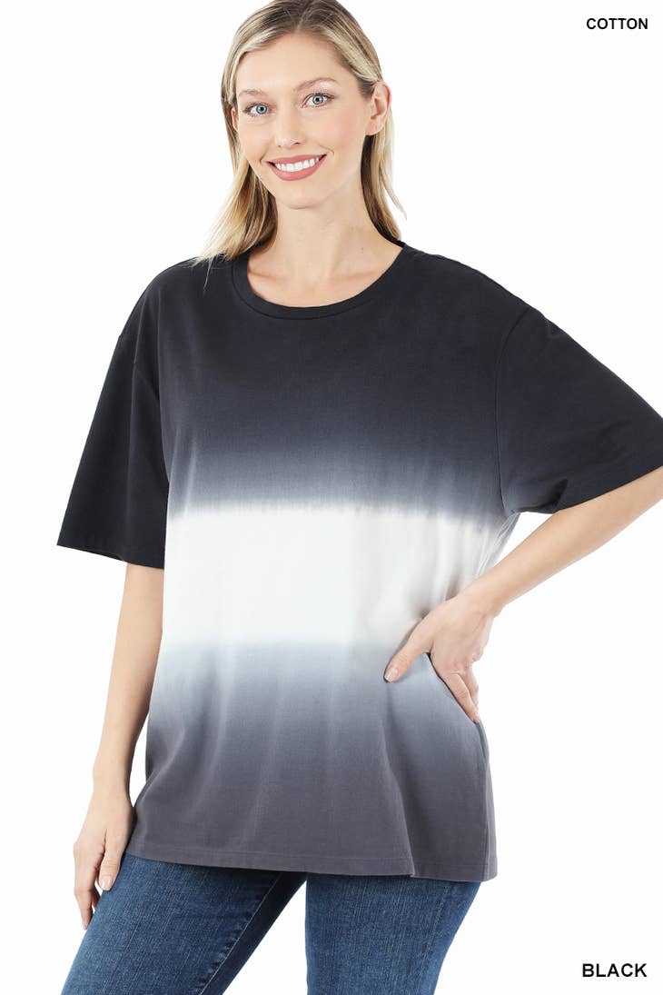 BLACK Dip dye tunic oversized boyfriend tee 100% cotton