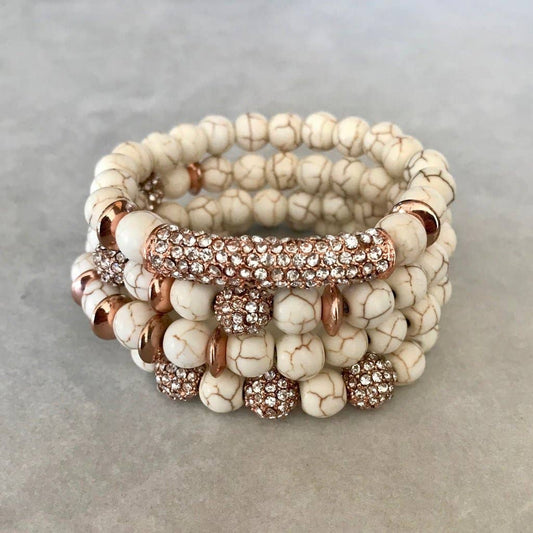 Stacked White Turquoise Bracelets