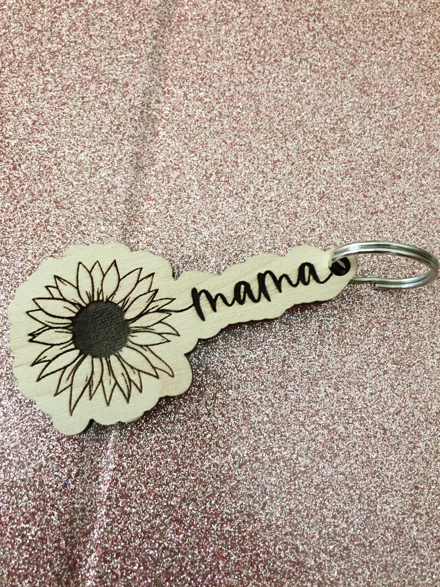 Sunflower Keychain Blessed, Mama, Faith