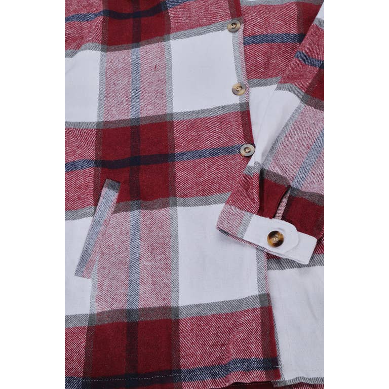 Plaid Print Hooded Woven Jacket